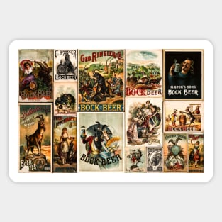 Vintage Bock Beer Posters Collage Sticker